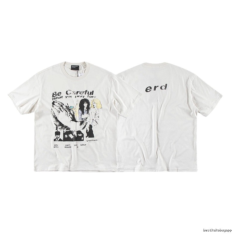ERD Vintage Portrait Print Off-white Short-sleeved T-Shirt