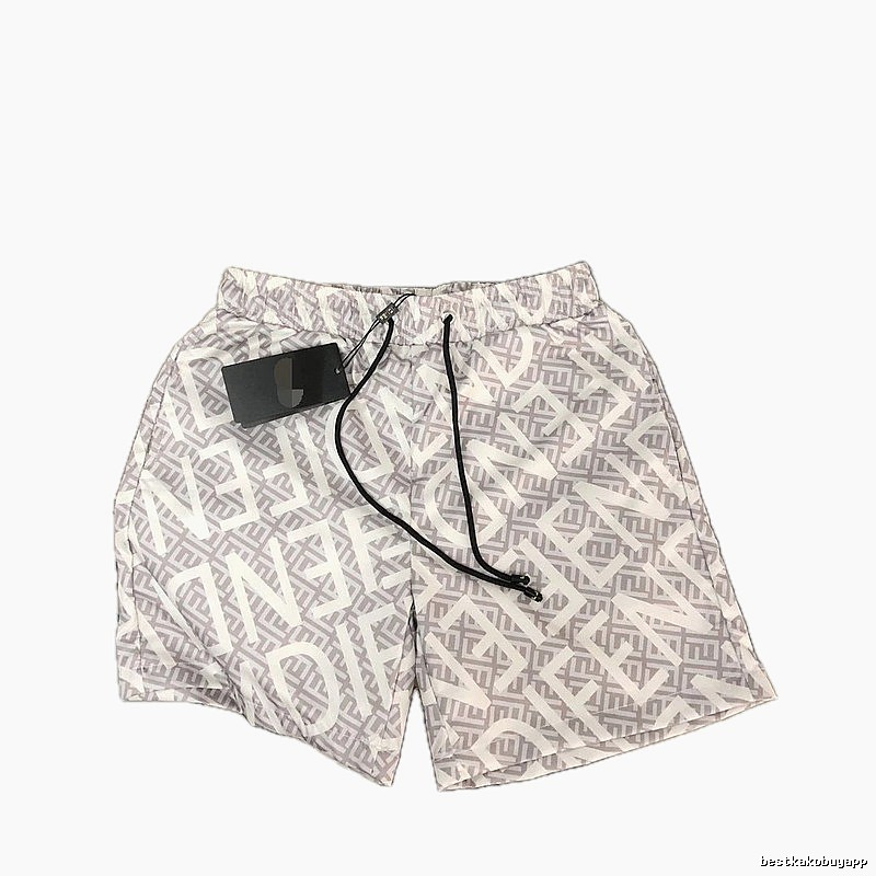 Fendi Double F Monogram Streetwear Light Gray Casual Shorts