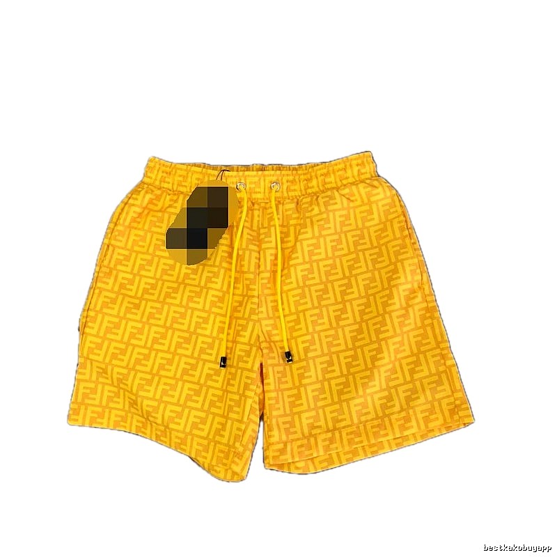 Fendi Double F Monogram Streetwear Yellow Casual Shorts