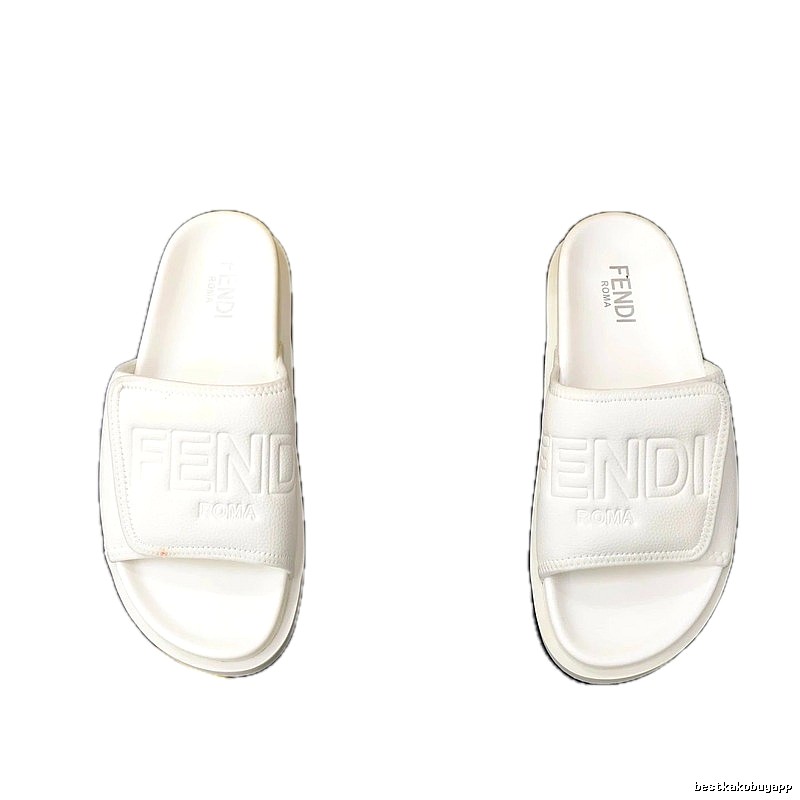 FENDI ROMA Collection Minimalist Style White Slide Sandals