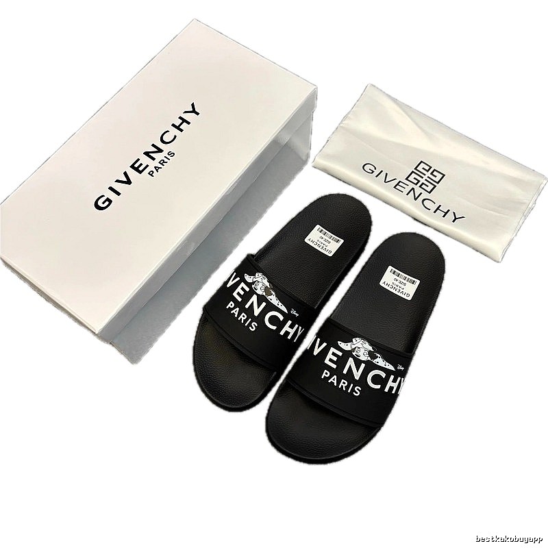 Givenchy x Disney Street Style Black Slide Sandals