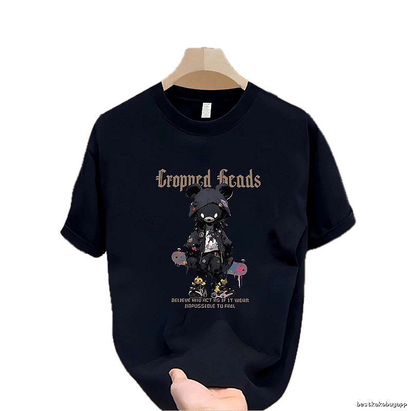Gloomy Bear Streetwear Street-style Navy Blue Short-sleeve T-shirt