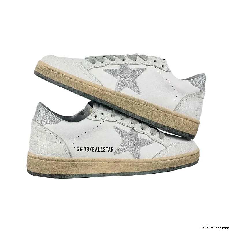 Golden Goose Ballstar Silver - White Retro Athletic Shoes