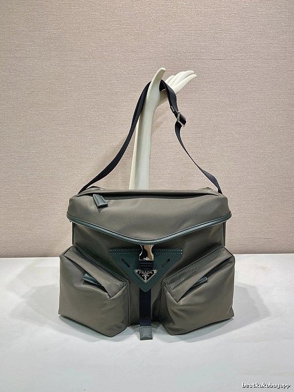 Gray Geometric Shoulder Bag Prada Shoulder Bag for Daily Rotation