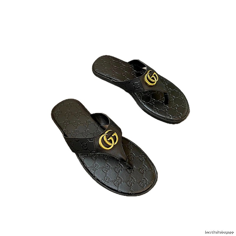 Gucci Double G Casual Style Black Flip-Flops