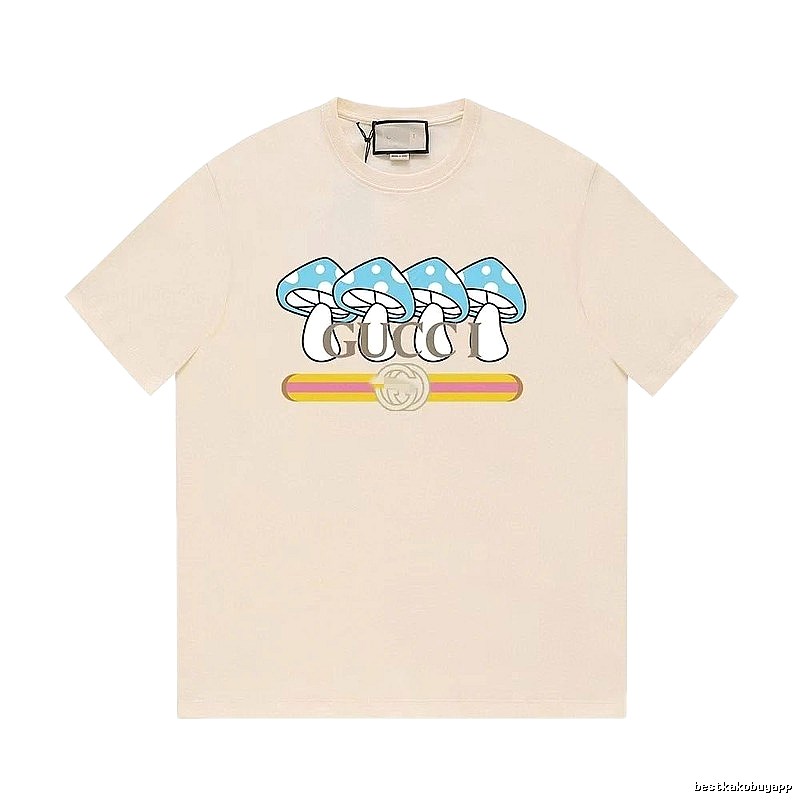 Gucci Mushroom Print Casual Style Off-white T-shirt