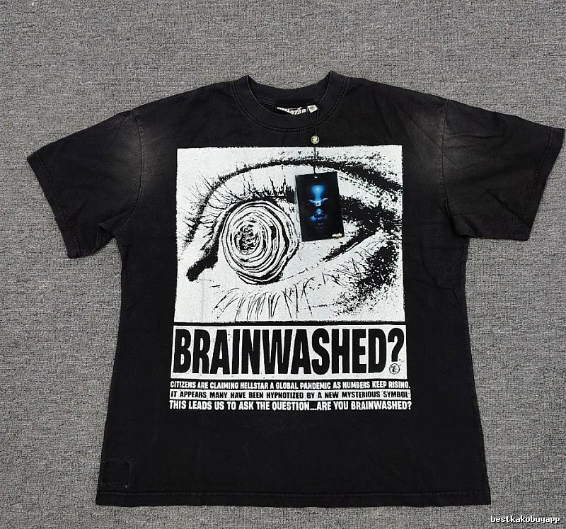 Hellstar Eye Print Street Style Black T-shirt