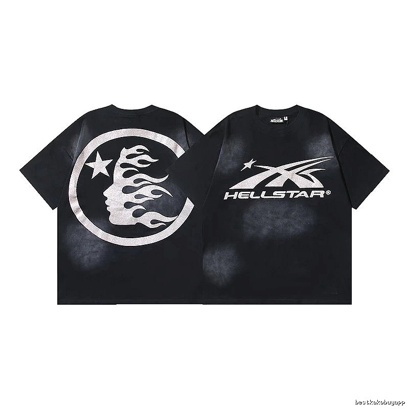 Hellstar Flame Print Street Style Black T-Shirt