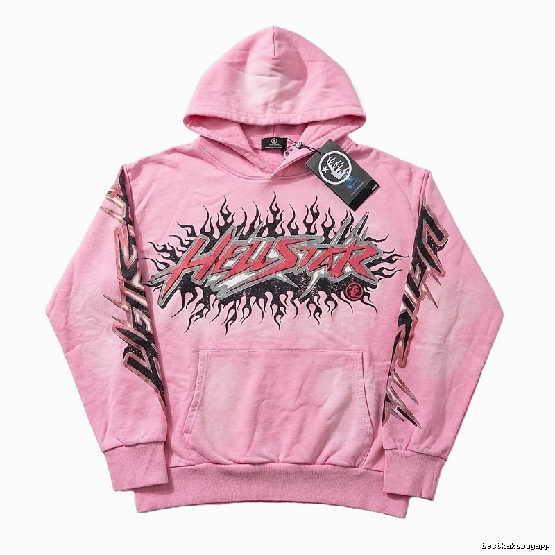 Hellstar Flame Trendy Cool Style Pink Sweatshirt