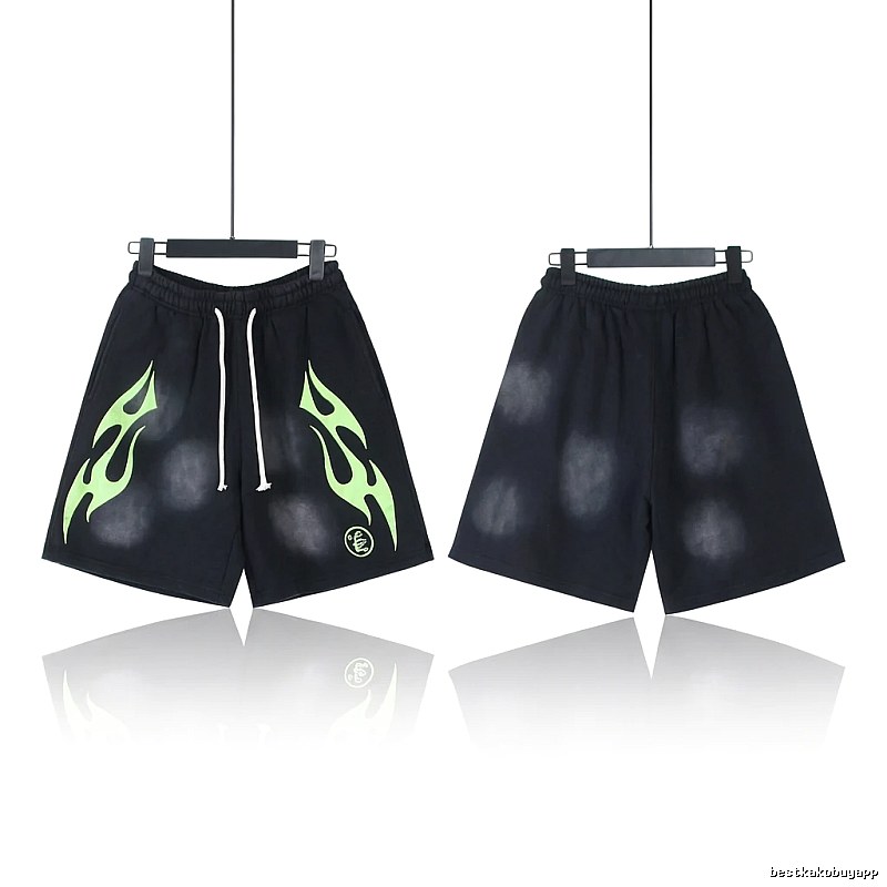 Hellstar Flame Wind Black Shorts
