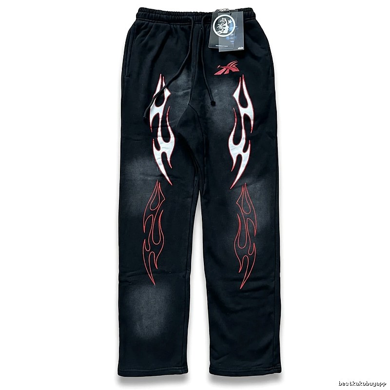 Hellstar Flame Wind Black Sweatpants