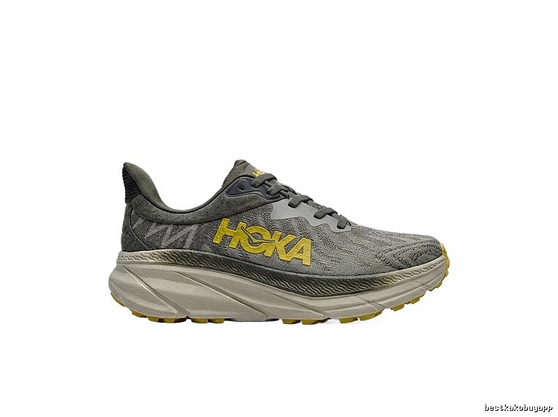 HOKA Trendy Cool Gray-Yellow Color-Combined Running Shoes