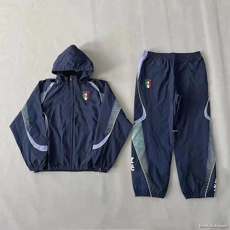 Italy Statement Soccer windbreaker jacket Black Hooded Jacket for Easy Pairing
