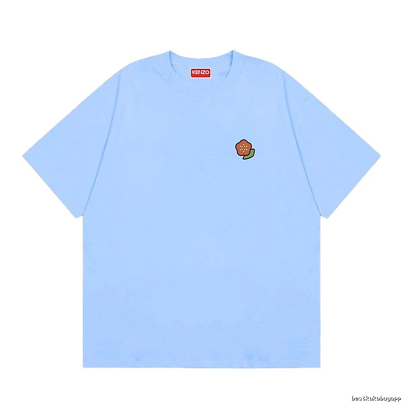 KENZO Embroidered Small Flower Casual Style Light Blue T-Shirt