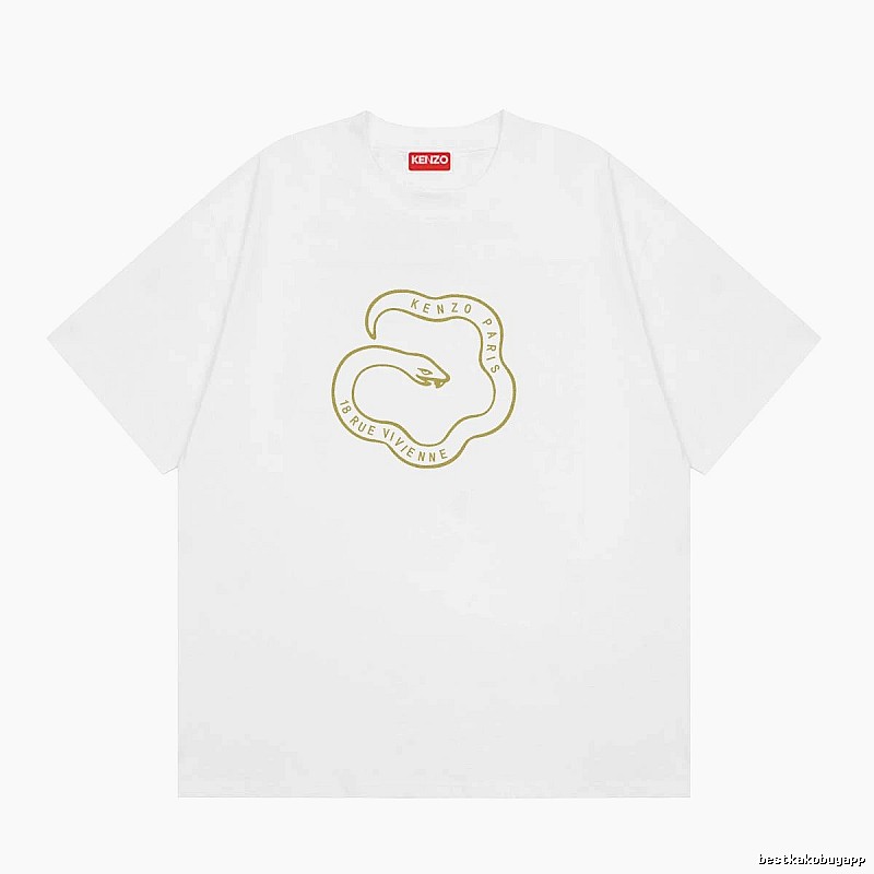 KENZO Spirit Snake Print Casual Style White T-Shirt