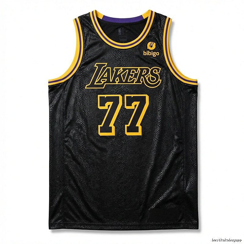 Lakers No. 77 black and yellow basketball uniform