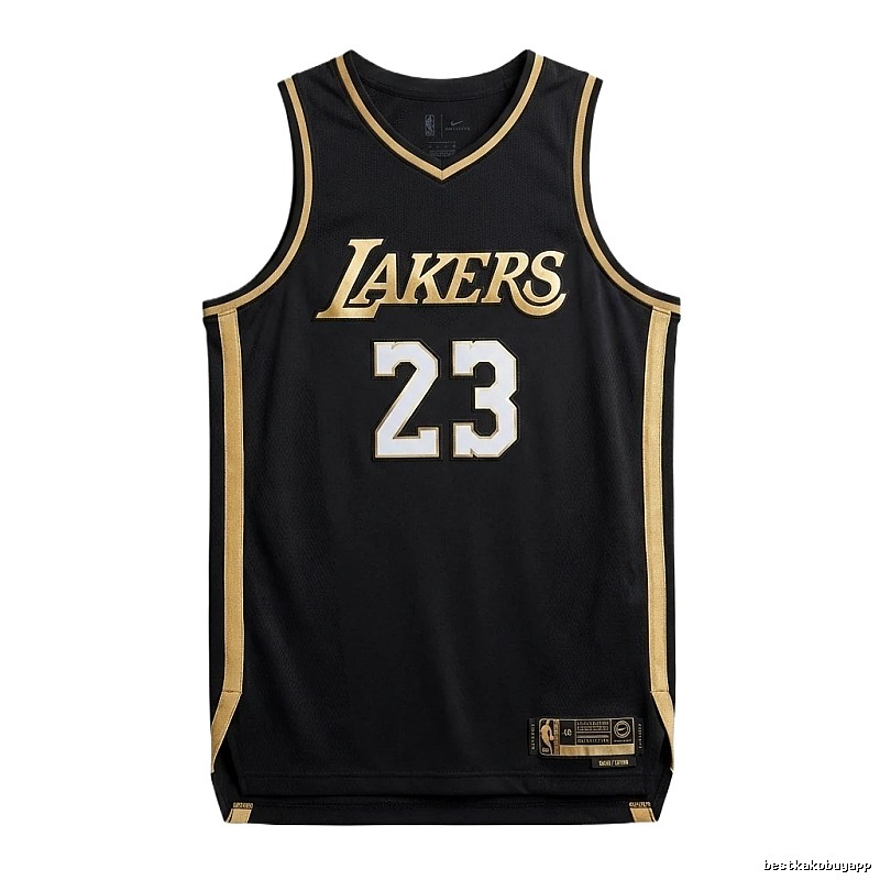 LBJ Lakers black and gold basketball uniform