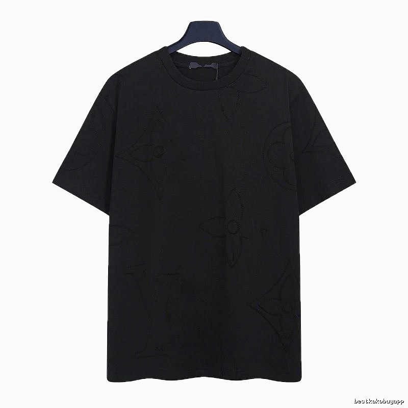 Louis Vuitton Embroidered Monogram Trendy Black T-Shirt
