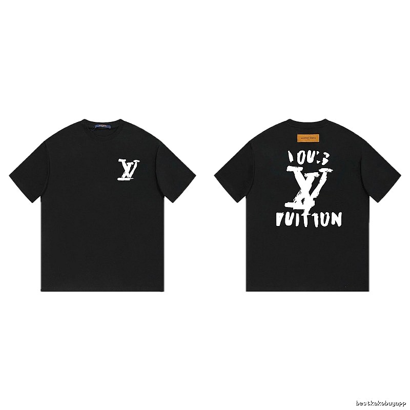 Louis Vuitton Graffiti Street Style Black Short Sleeve T-shirt