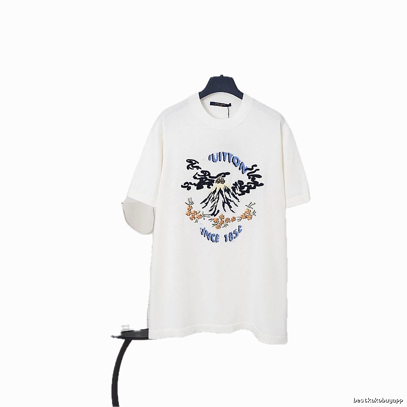 Louis Vuitton Mountain Peak Print Casual Style White T-Shirt