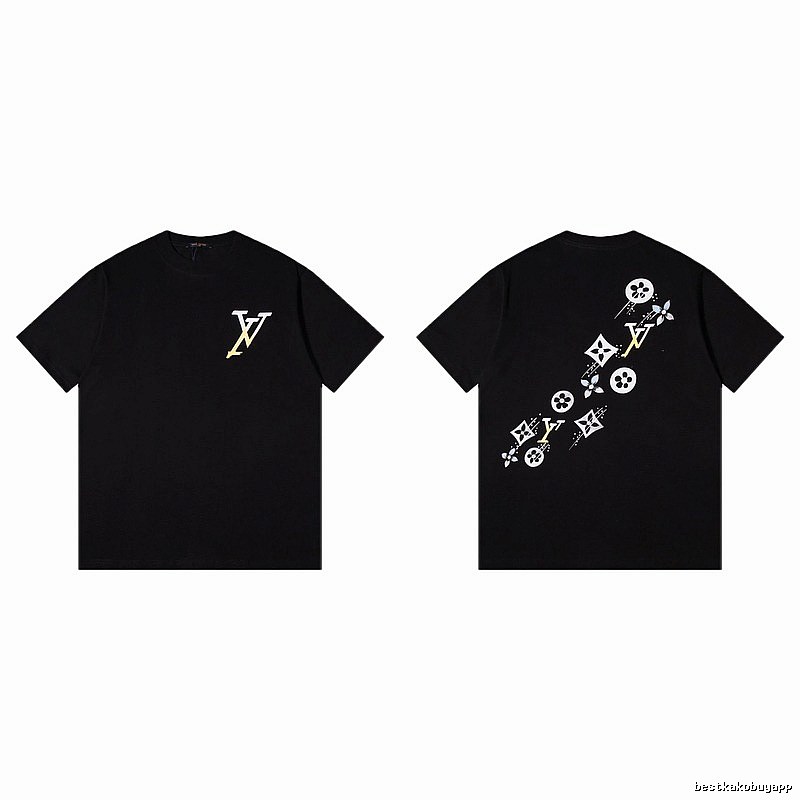 Louis Vuitton Trendy Monogram Black Short Sleeve T-shirt