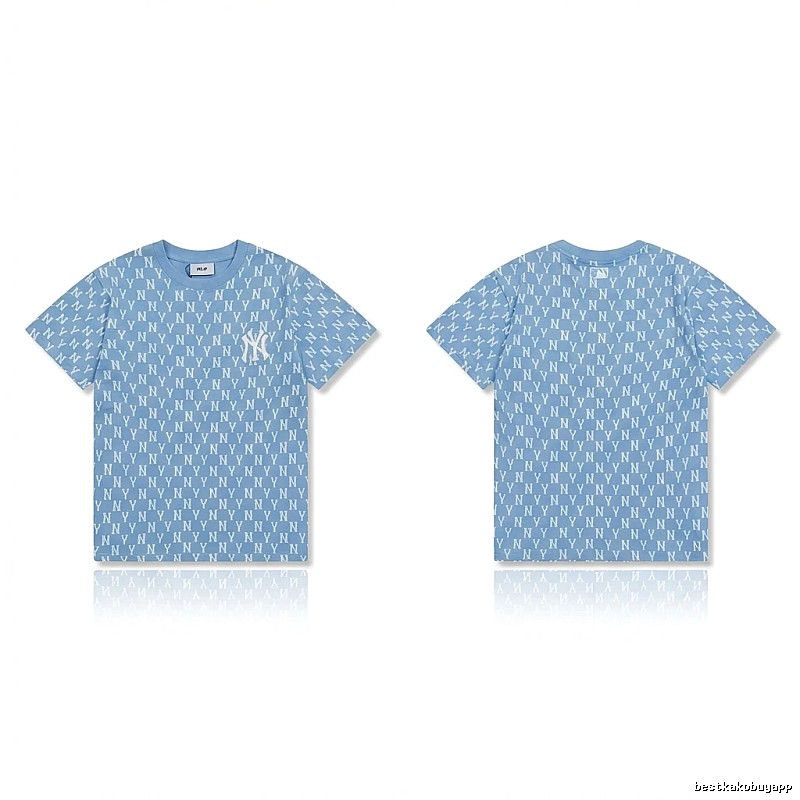 MLB full - print style light blue T - shirt