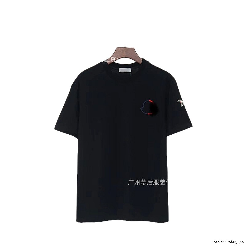 Moncler Embroidered Casual Black Short-sleeve T-shirt