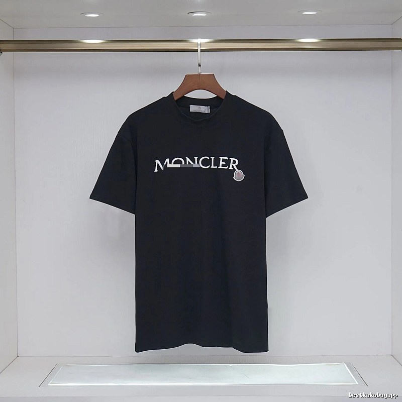 Moncler Embroidered Casual-Style Black T-Shirt