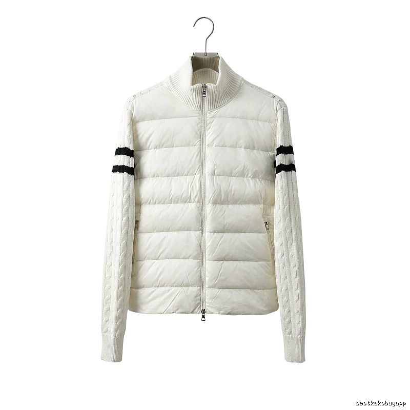 Moncler knitted and spliced windproof white down jacket