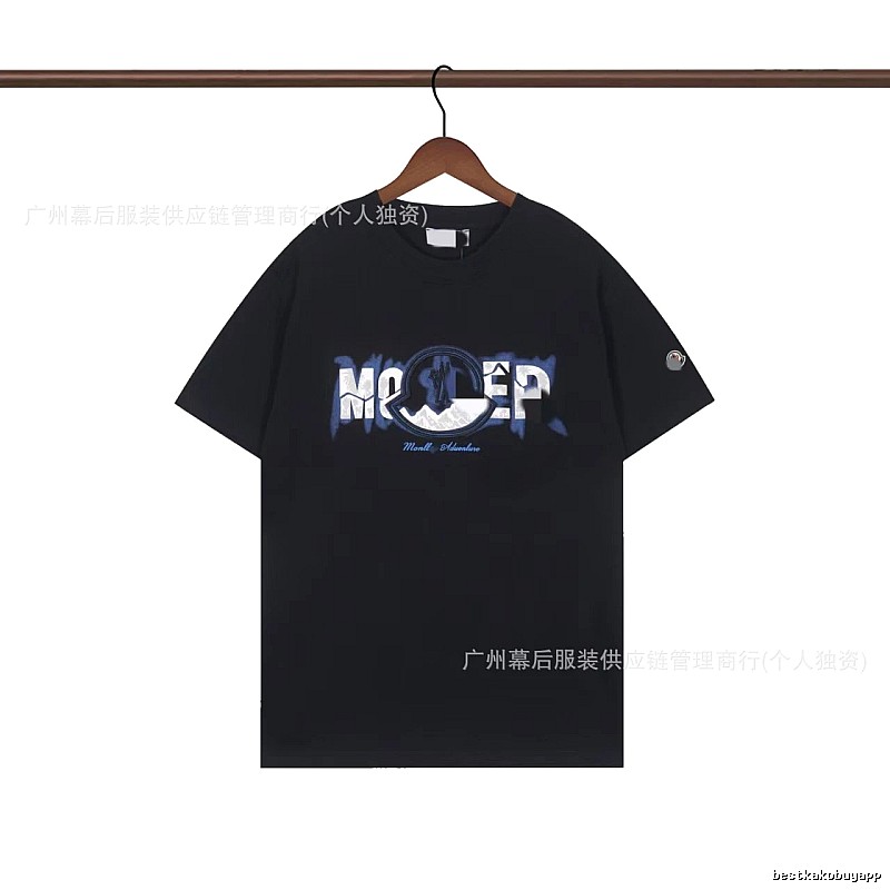 Moncler Letter Print Casual Black T-Shirt