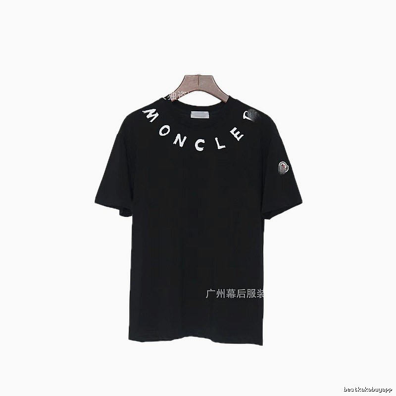 Moncler Letter Print Casual Style Black T-Shirt