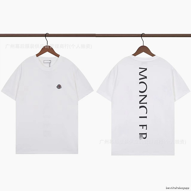 Moncler Letter Print Trendy Style White T-Shirt