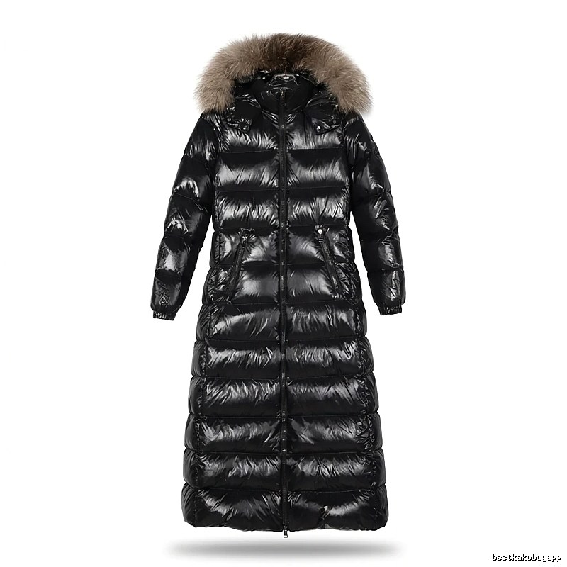 Moncler long shiny black down jacket