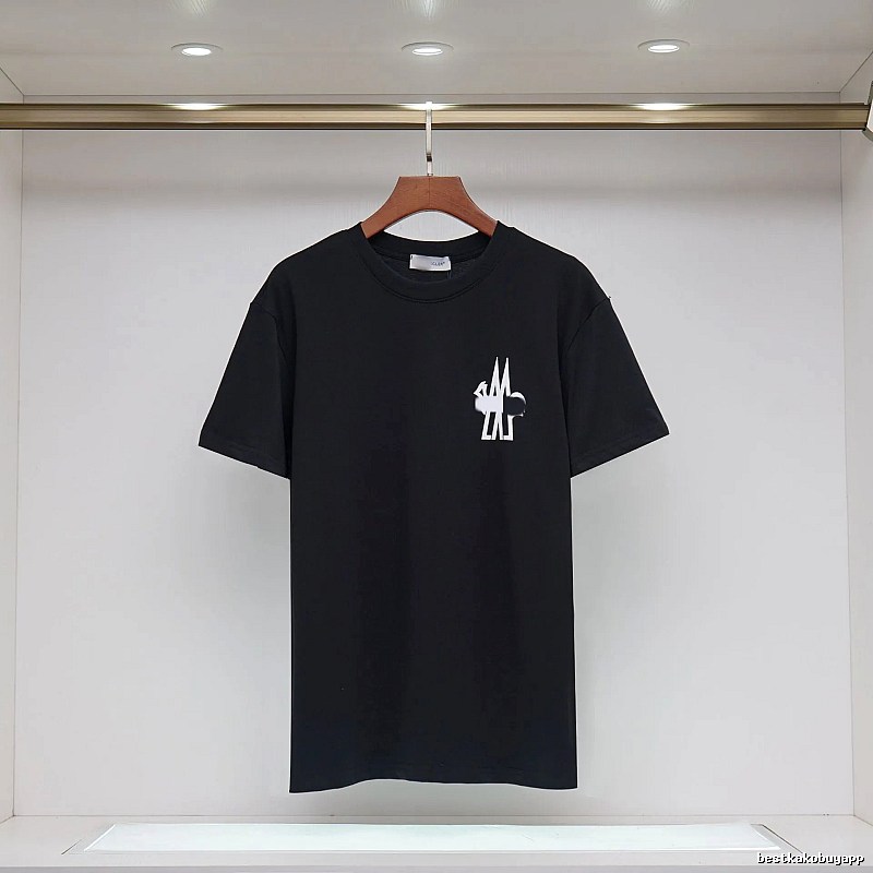Moncler Print Collection Casual Style Black T-Shirt