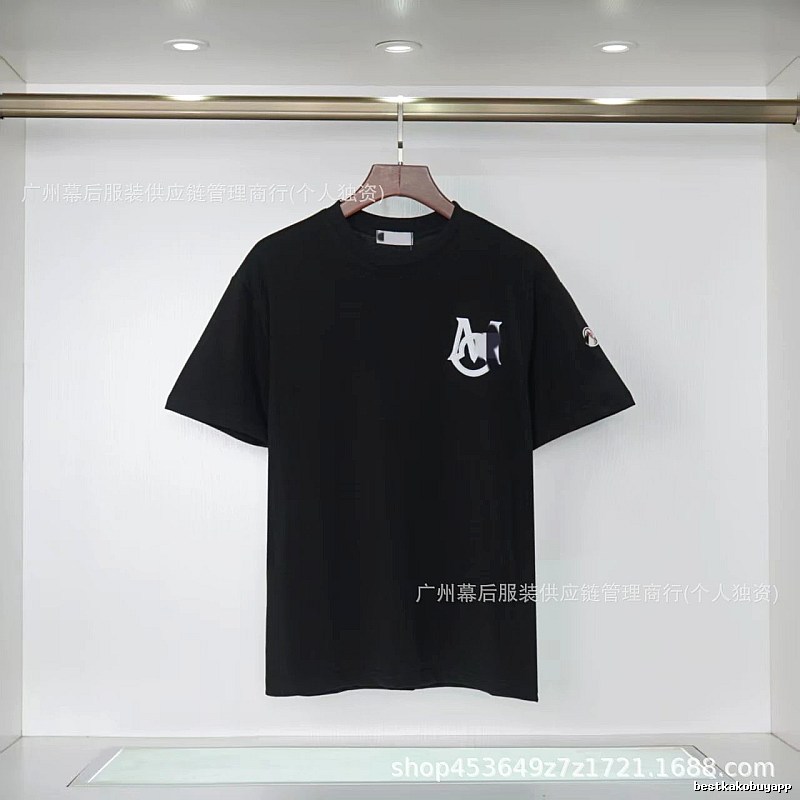 Moncler Printed Casual Style Black T-Shirt