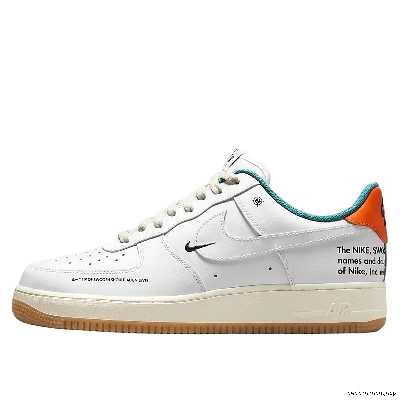 Nike Air Force 1 Simple White and Orange Shoes
