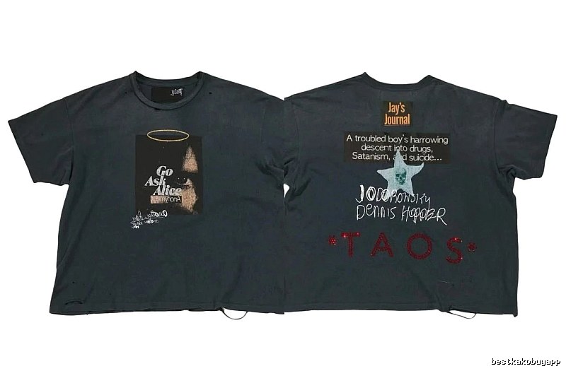 Paly Hollywood Distressed Dark Charcoal Gray Printed T-shirt