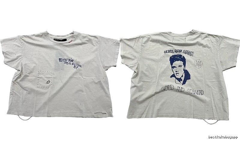 Paly Hollywood Elvis Vintage Distressed White T-Shirt