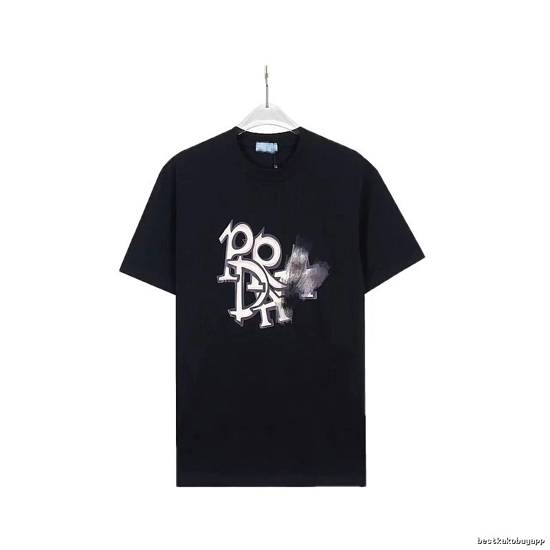 Prada Letter Graffiti Street Style Black T-Shirt