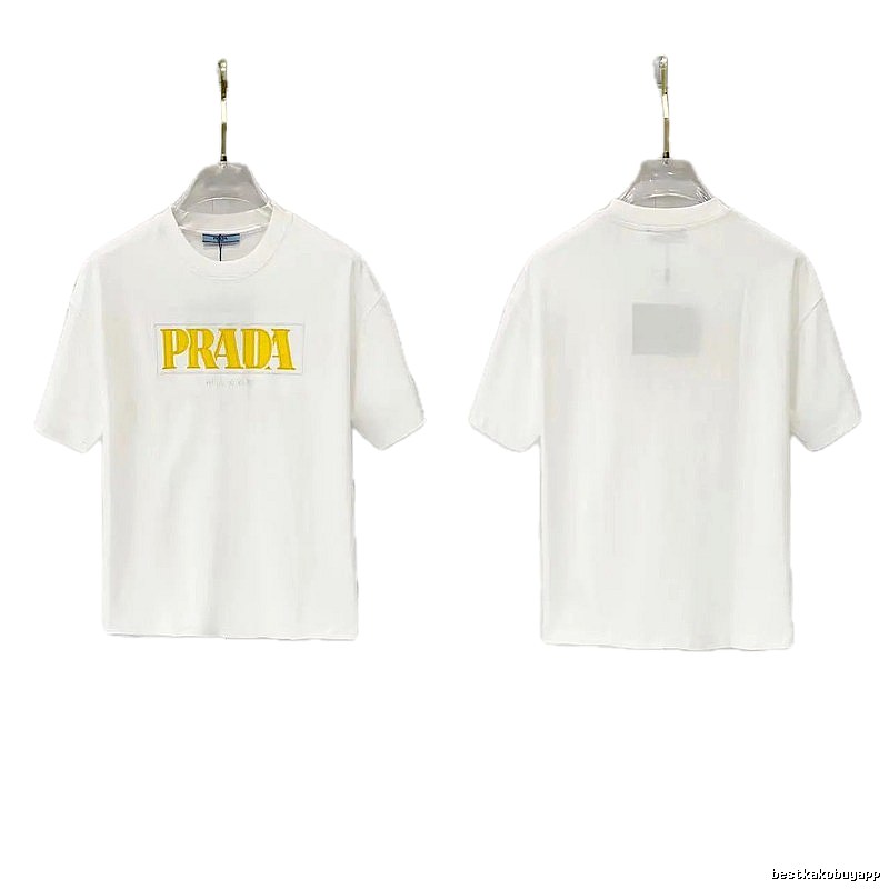 Prada Letter Print Streetwear Style White T-Shirt