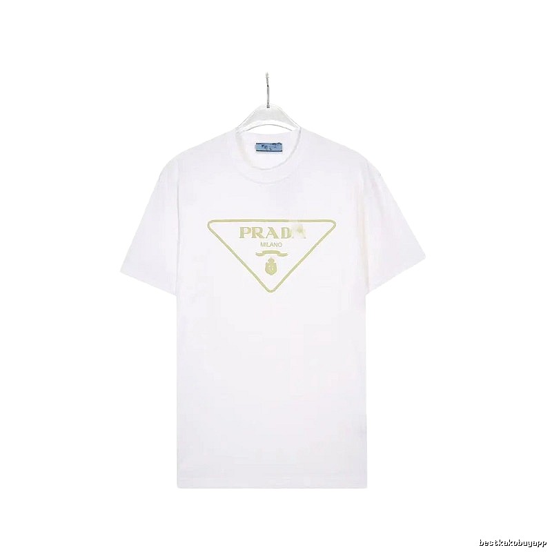 Prada Triangle Logo Casual Style White Short-sleeve T-shirt