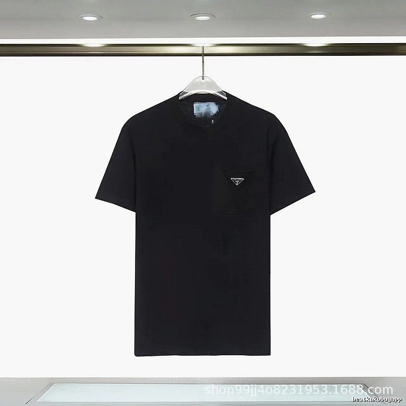 Prada Triangle Logo Minimalist Style Black Short-sleeve T-shirt