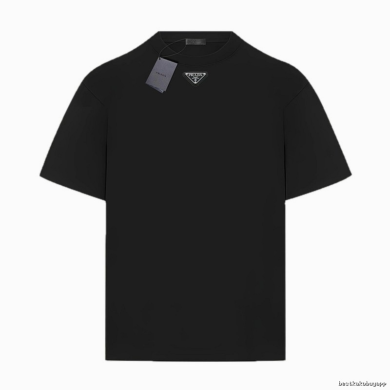 Prada Triangular Logo Simple Black T-shirt