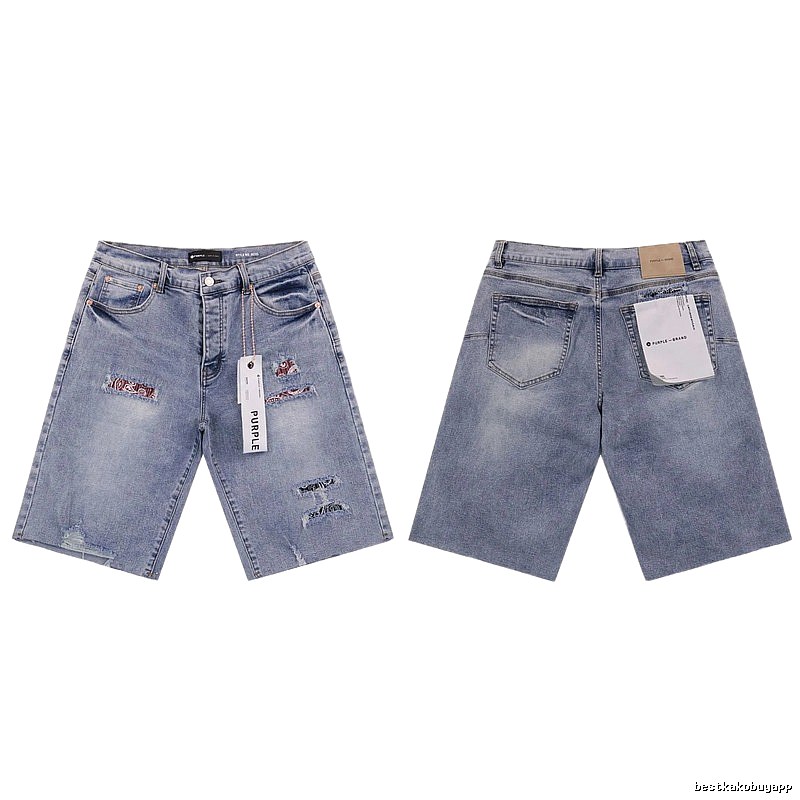 PurpleGodspeed Distressed Light Blue Denim Shorts