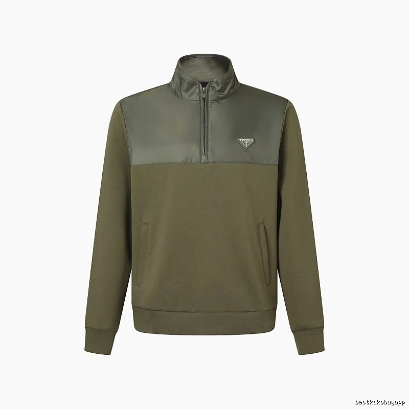 Quarter Zip Sweatshirt by Prada with Olive Quarter Zip Sweatshirt with
