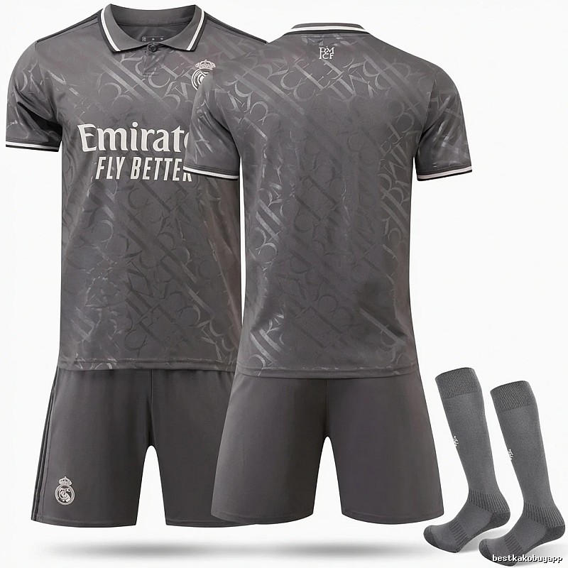Real Madrid's dark pattern style gray jersey