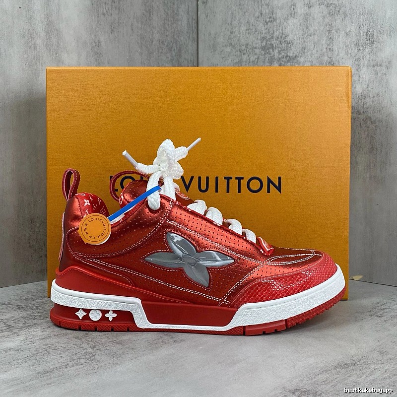 Red Low-top Sneaker by Louis Vuitton with Red Leather Low-top
