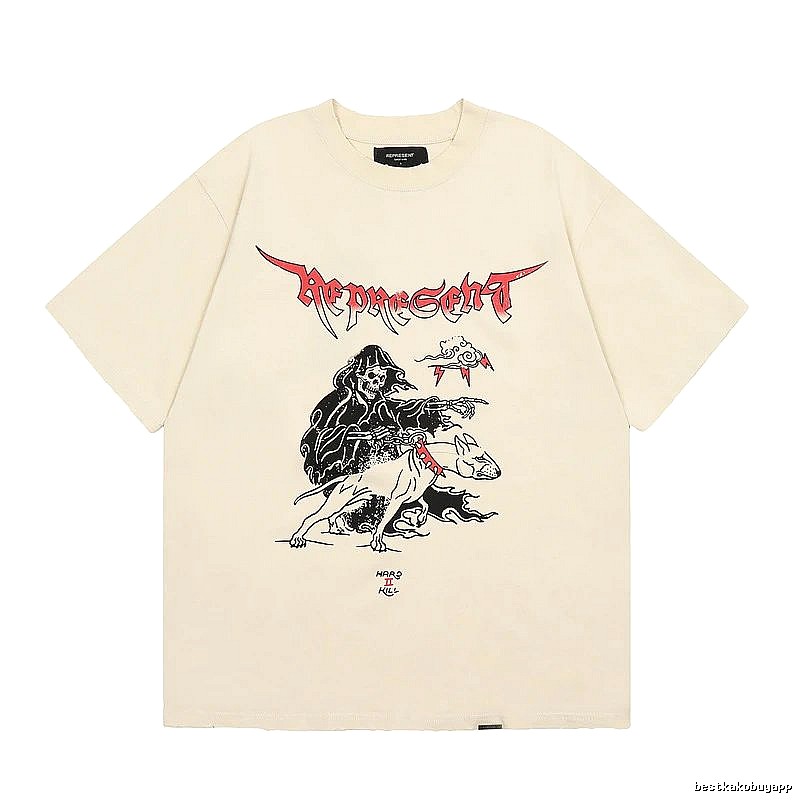 Represent Grim Reaper Print Vintage High Street Beige T-Shirt