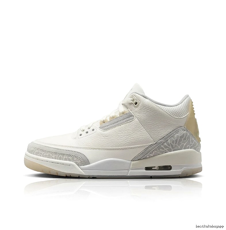 Retro-style white Jordan 3 sneakers