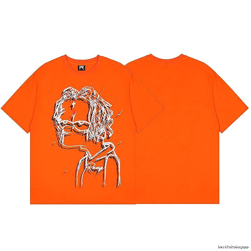 Revenge Orange Skull Graphic T-Shirt Color Pop